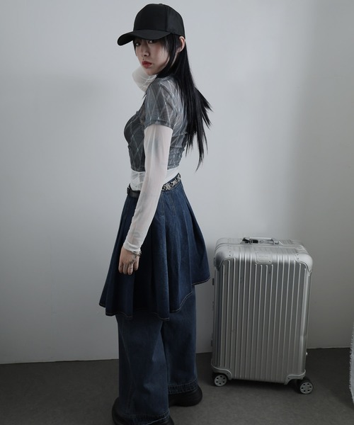 Ulysses（ユリシス）の「フェイクレイヤードシアーチェックカットソー（Tシャツ/カットソー・レディース・グレー/モカ・S/M）」の10枚目の写真
