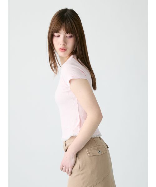 FURFUR(ファーファー)の「フリルヘムコンパクトTシャツ(Tシャツ/カットソー・レディース・ブラック/ピンク/ホワイト/イエロー・F)」の8枚目の写真