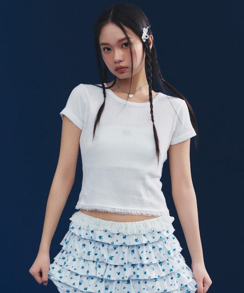 FURFUR(ファーファー)の「フリルヘムコンパクトTシャツ(Tシャツ/カットソー・レディース・ブラック/ピンク/ホワイト/イエロー・F)」の1枚目の写真