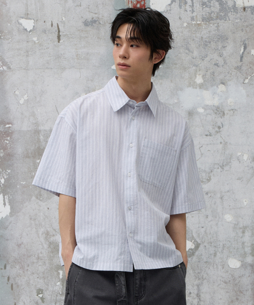 AGOD（エージーオーディー）の「クロップハーフストライプシャツ[グレー]（シャツ/ブラウス・レディース・その他・SMALL/MEDIUM/LARGE）」の14枚目の写真