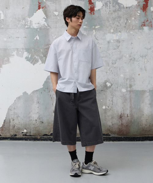 AGOD（エージーオーディー）の「クロップハーフストライプシャツ[グレー]（シャツ/ブラウス・レディース・その他・SMALL/MEDIUM/LARGE）」の13枚目の写真