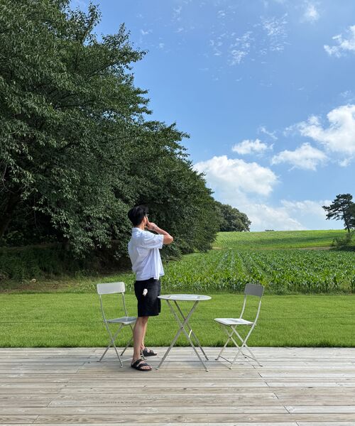 AGOD（エージーオーディー）の「クロップハーフストライプシャツ[グレー]（シャツ/ブラウス・レディース・その他・SMALL/MEDIUM/LARGE）」の4枚目の写真