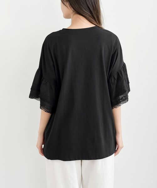 rps(アールピーエス)の「刺繍レーススリーブ切替カットT(Tシャツ/カットソー・レディース・オフホワイト/ブラック・フリー)」の20枚目の写真