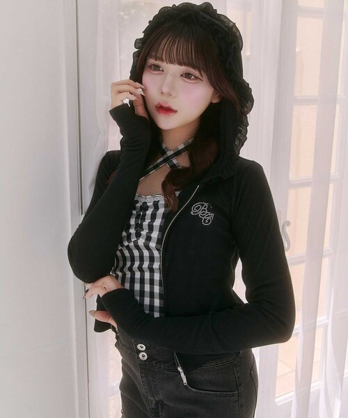 Belle Charme】UV Cut Frill Zip Hoodie（パーカー）｜OLIVE des OLIVE