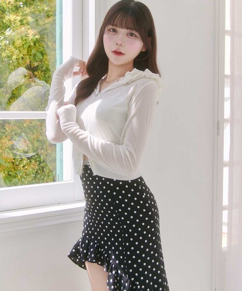 OLIVE des OLIVE(オリーブデオリーブ)の「【Belle Charme】UV Cut Frill Zip Hoodie(パーカー・レディース・アイボリー/ブラック/ピンク・FREE)」の12枚目の写真