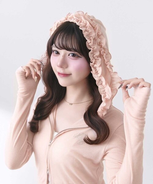 OLIVE des OLIVE(オリーブデオリーブ)の「【Belle Charme】UV Cut Frill Zip Hoodie(パーカー・レディース・アイボリー/ブラック/ピンク・FREE)」の18枚目の写真