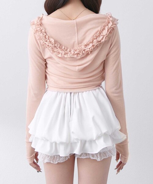 OLIVE des OLIVE(オリーブデオリーブ)の「【Belle Charme】UV Cut Frill Zip Hoodie(パーカー・レディース・アイボリー/ブラック/ピンク・FREE)」の6枚目の写真