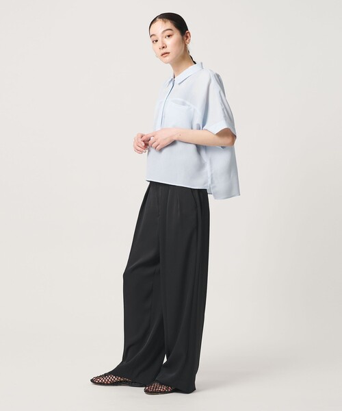 BEAUTY&YOUTH UNITED ARROWS(ビューティーアンドユースユナイテッドアローズ)の「レーヨンポリエステル ストライプ チュニック(シャツ/ブラウス・レディース・ライム/ブラック/ライトブルー・FREE)」の6枚目の写真