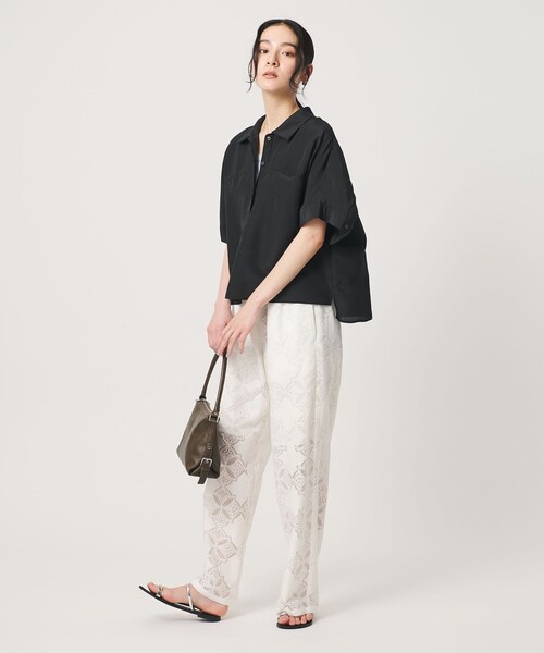 BEAUTY&YOUTH UNITED ARROWS(ビューティーアンドユースユナイテッドアローズ)の「レーヨンポリエステル ストライプ チュニック(シャツ/ブラウス・レディース・ライム/ブラック/ライトブルー・FREE)」の8枚目の写真