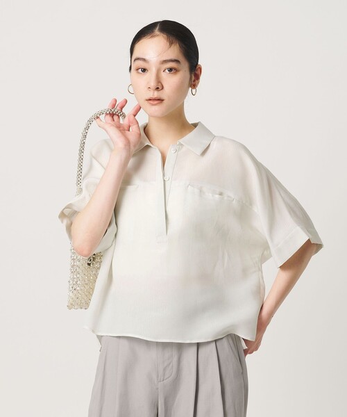 BEAUTY&YOUTH UNITED ARROWS(ビューティーアンドユースユナイテッドアローズ)の「レーヨンポリエステル ストライプ チュニック(シャツ/ブラウス・レディース・ライム/ブラック/ライトブルー・FREE)」の9枚目の写真