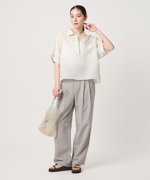 BEAUTY&YOUTH UNITED ARROWS(ビューティーアンドユースユナイテッドアローズ)の「レーヨンポリエステル ストライプ チュニック(シャツ/ブラウス・レディース・ライム/ブラック/ライトブルー・FREE)」の10枚目の写真