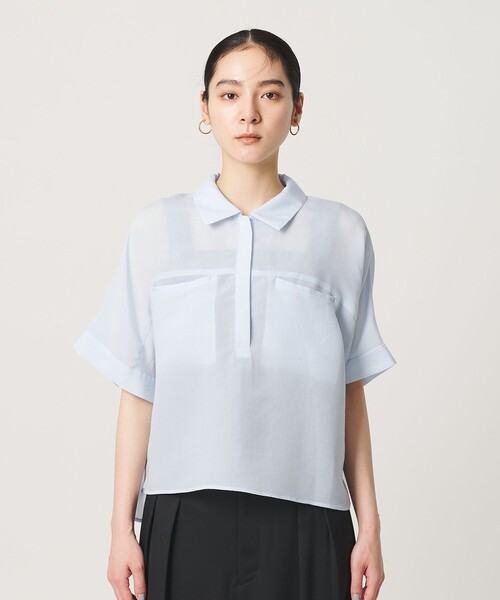 BEAUTY&YOUTH UNITED ARROWS(ビューティーアンドユースユナイテッドアローズ)の「レーヨンポリエステル ストライプ チュニック(シャツ/ブラウス・レディース・ライム/ブラック/ライトブルー・FREE)」の12枚目の写真