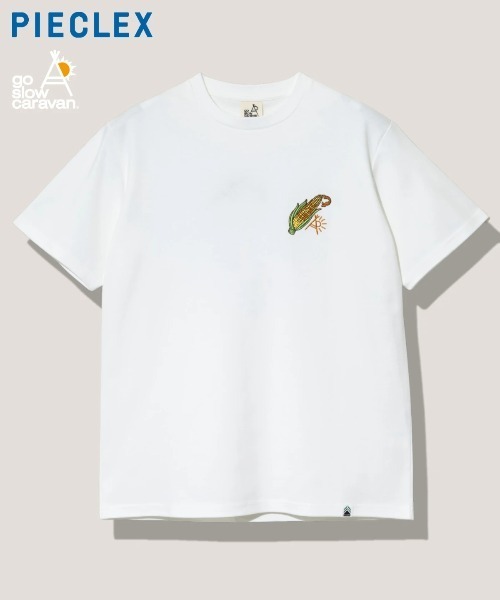 go slow caravan(ゴースローキャラバン)の「PIECLEX とうもろこし刺繍 TEE(Tシャツ/カットソー・メンズ・ブルー/ホワイト・MEDIUM/LARGE/X-LARGE)」の2枚目の写真
