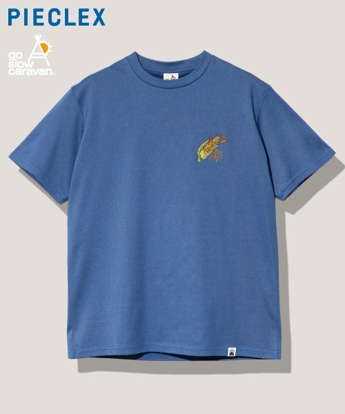 go slow caravan(ゴースローキャラバン)の「PIECLEX とうもろこし刺繍 TEE(Tシャツ/カットソー・メンズ・ブルー/ホワイト・MEDIUM/LARGE/X-LARGE)」の1枚目の写真