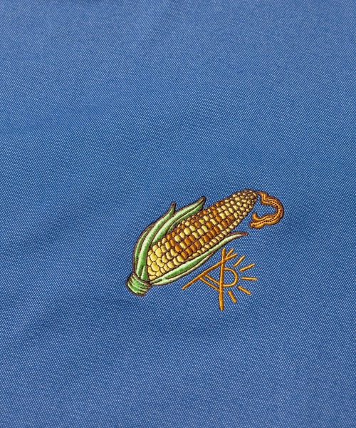 go slow caravan(ゴースローキャラバン)の「PIECLEX とうもろこし刺繍 TEE(Tシャツ/カットソー・メンズ・ブルー/ホワイト・MEDIUM/LARGE/X-LARGE)」の4枚目の写真