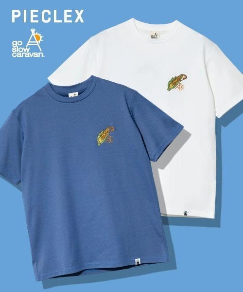 go slow caravan(ゴースローキャラバン)の「PIECLEX とうもろこし刺繍 TEE(Tシャツ/カットソー・メンズ・ブルー/ホワイト・MEDIUM/LARGE/X-LARGE)」の12枚目の写真