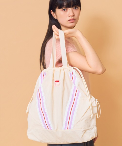 Casselini(キャセリーニ)の「Casselini(キャセリーニ)FILAライントートバッグ(トートバッグ・レディース・アイボリー/ブラック/ピンク・FREE)」の12枚目の写真