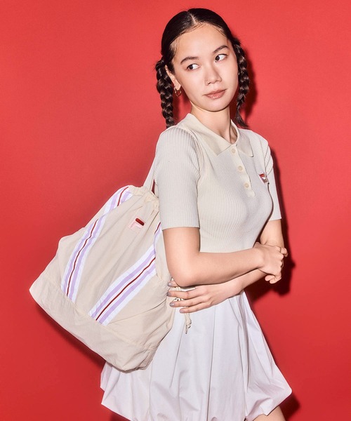 Casselini(キャセリーニ)の「Casselini(キャセリーニ)FILAライントートバッグ(トートバッグ・レディース・アイボリー/ブラック/ピンク・FREE)」の4枚目の写真