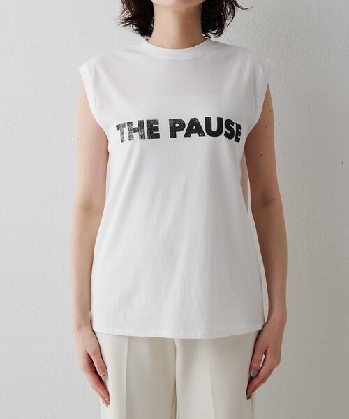 THE PAUSE（ザ ポーズ）の「【THE PAUSE】THE PAUSE ノースリーブTEE（Tシャツ/カットソー・レディース・チャコールグレー/オフホワイト・FREE）」の5枚目の写真