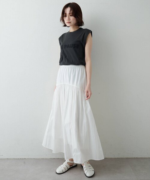 THE PAUSE（ザ ポーズ）の「【THE PAUSE】THE PAUSE ノースリーブTEE（Tシャツ/カットソー・レディース・チャコールグレー/オフホワイト・FREE）」の22枚目の写真