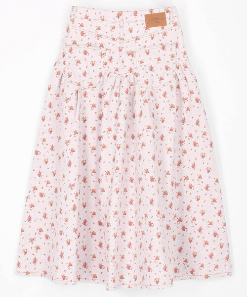 Firsthand(ファーストハンド)の「GANNI/ガニー Printed Paint Denim Long Skirt / A1090268 / 花柄 プリント フレア デニムスカート(デニムスカート・レディース・ピンク・36)」の2枚目の写真