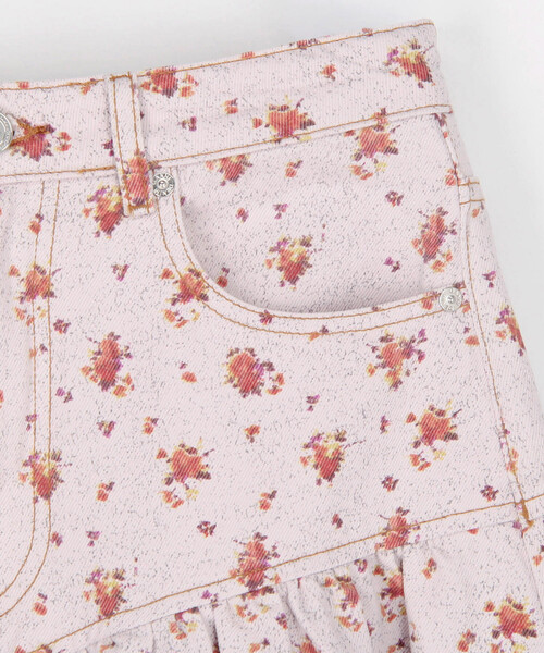 Firsthand(ファーストハンド)の「GANNI/ガニー Printed Paint Denim Long Skirt / A1090268 / 花柄 プリント フレア デニムスカート(デニムスカート・レディース・ピンク・36)」の5枚目の写真