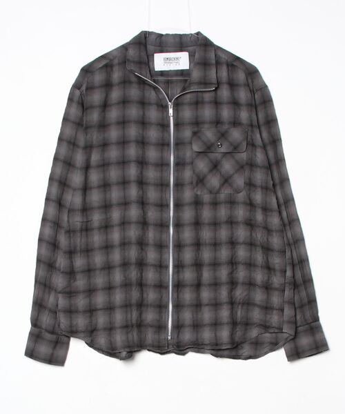 Hombre Nino（オンブレニーニョ）の「PLAID ZIP SHIRT HN0261-SH0004（シャツ/ブラウス・メンズ・ベージュ/チャコールグレー・LARGE/X-LARGE/MEDIUM）」の2枚目の写真