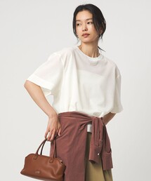 シアー メッシュ クルーネック プルオーバー カットソー