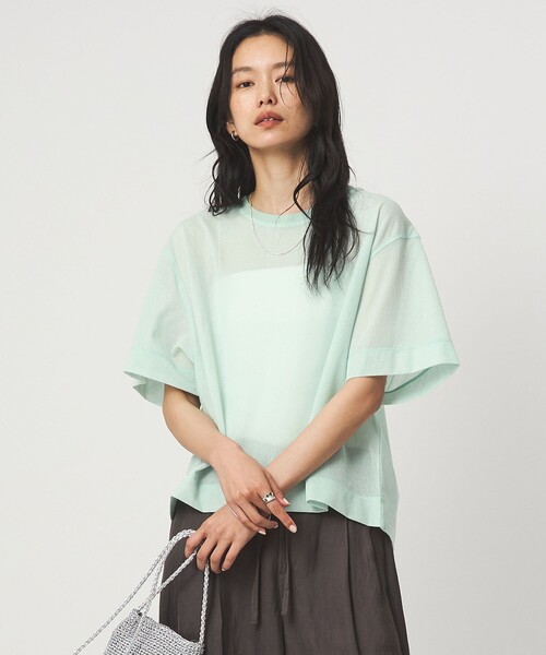 シアー メッシュ クルーネック プルオーバー カットソー（Tシャツ