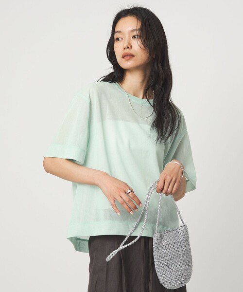 green label relaxing(グリーンレーベルリラクシング)の「シアー メッシュ クルーネック プルオーバー カットソー(Tシャツ/カットソー・レディース・ライム/オフホワイト/ブラック/ダークブラウン・FREE)」の10枚目の写真