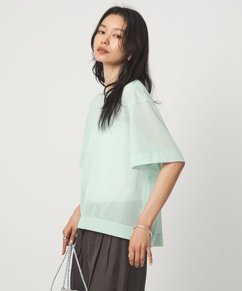 green label relaxing(グリーンレーベルリラクシング)の「シアー メッシュ クルーネック プルオーバー カットソー(Tシャツ/カットソー・レディース・ライム/オフホワイト/ブラック/ダークブラウン・FREE)」の9枚目の写真