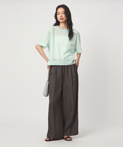 green label relaxing(グリーンレーベルリラクシング)の「シアー メッシュ クルーネック プルオーバー カットソー(Tシャツ/カットソー・レディース・ライム/オフホワイト/ブラック/ダークブラウン・FREE)」の8枚目の写真