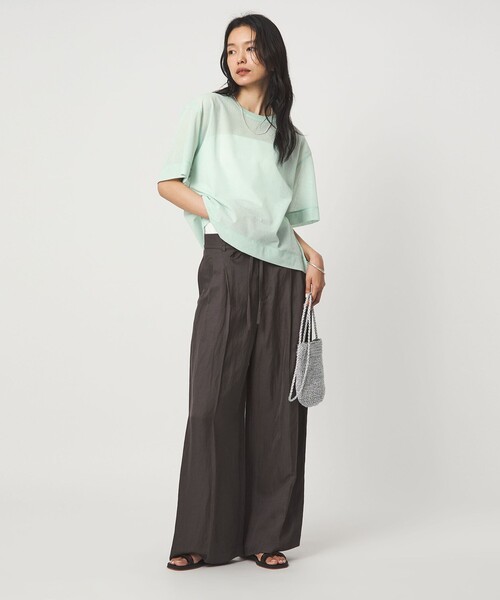 green label relaxing(グリーンレーベルリラクシング)の「シアー メッシュ クルーネック プルオーバー カットソー(Tシャツ/カットソー・レディース・ライム/オフホワイト/ブラック/ダークブラウン・FREE)」の7枚目の写真