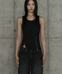 Unbal Panel Open Zipper Point Sleeve (Black)