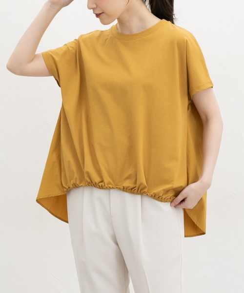 Honeys(ハニーズ)の「【ハニさら・接触冷感・UVカット】裾ゴムドルマントップス(Tシャツ/カットソー・レディース・ブラック/モカ/ブルー/マスタード・LL/L/M)」の4枚目の写真