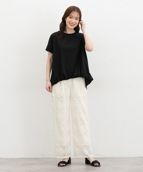 Honeys(ハニーズ)の「【ハニさら・接触冷感・UVカット】裾ゴムドルマントップス(Tシャツ/カットソー・レディース・ブラック/モカ/ブルー/マスタード・LL/L/M)」の13枚目の写真