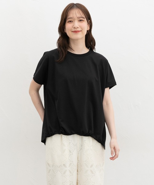 Honeys(ハニーズ)の「【ハニさら・接触冷感・UVカット】裾ゴムドルマントップス(Tシャツ/カットソー・レディース・ブラック/モカ/ブルー/マスタード・LL/L/M)」の12枚目の写真
