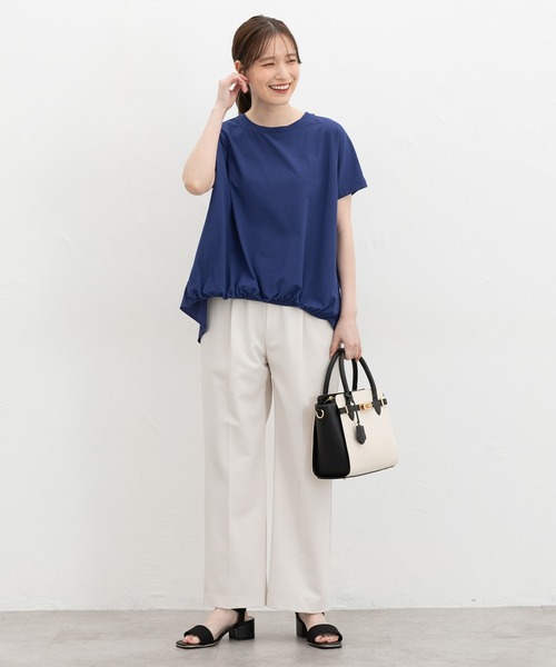 Honeys(ハニーズ)の「【ハニさら・接触冷感・UVカット】裾ゴムドルマントップス(Tシャツ/カットソー・レディース・ブラック/モカ/ブルー/マスタード・LL/L/M)」の9枚目の写真