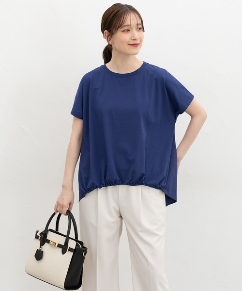 Honeys(ハニーズ)の「【ハニさら・接触冷感・UVカット】裾ゴムドルマントップス(Tシャツ/カットソー・レディース・ブラック/モカ/ブルー/マスタード・LL/L/M)」の8枚目の写真