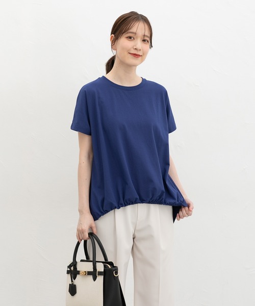 Honeys(ハニーズ)の「【ハニさら・接触冷感・UVカット】裾ゴムドルマントップス(Tシャツ/カットソー・レディース・ブラック/モカ/ブルー/マスタード・LL/L/M)」の7枚目の写真