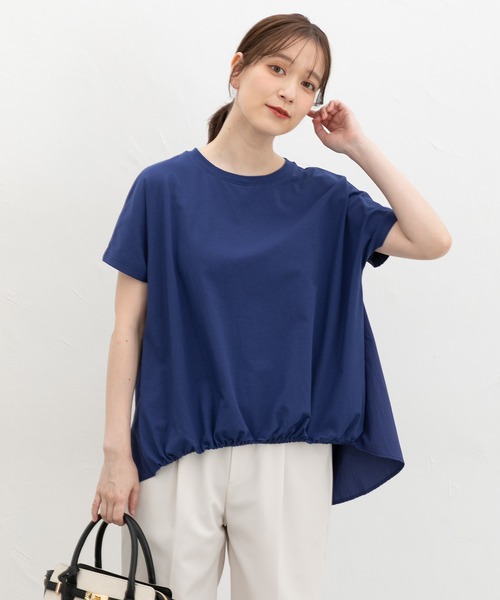 Honeys(ハニーズ)の「【ハニさら・接触冷感・UVカット】裾ゴムドルマントップス(Tシャツ/カットソー・レディース・ブラック/モカ/ブルー/マスタード・LL/L/M)」の6枚目の写真