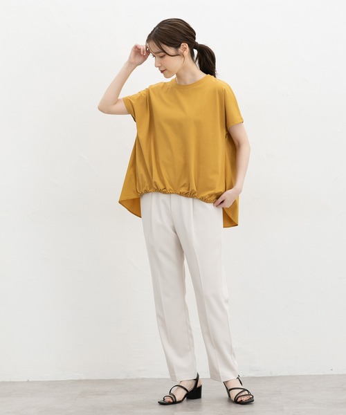 Honeys(ハニーズ)の「【ハニさら・接触冷感・UVカット】裾ゴムドルマントップス(Tシャツ/カットソー・レディース・ブラック/モカ/ブルー/マスタード・LL/L/M)」の5枚目の写真