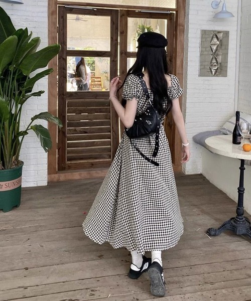 Ressaca(レサーカ)の「ギンガムチェックロングワンピース(ワンピース・レディース・ブラック・S/M)」の13枚目の写真