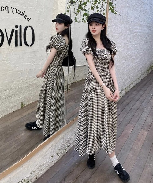 Ressaca(レサーカ)の「ギンガムチェックロングワンピース(ワンピース・レディース・ブラック・S/M)」の6枚目の写真
