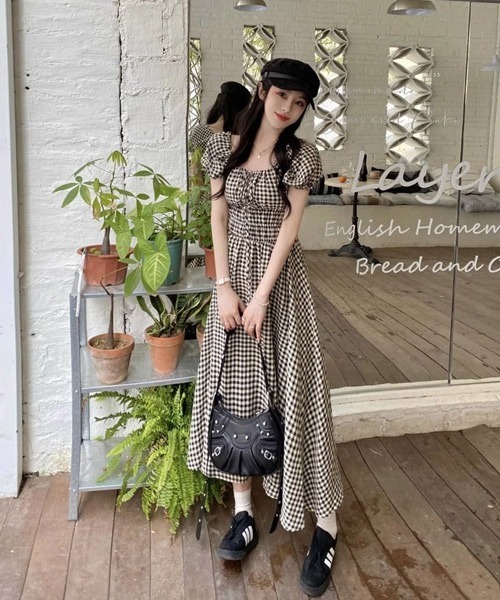 Ressaca(レサーカ)の「ギンガムチェックロングワンピース(ワンピース・レディース・ブラック・S/M)」の8枚目の写真