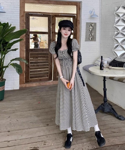 Ressaca(レサーカ)の「ギンガムチェックロングワンピース(ワンピース・レディース・ブラック・S/M)」の4枚目の写真