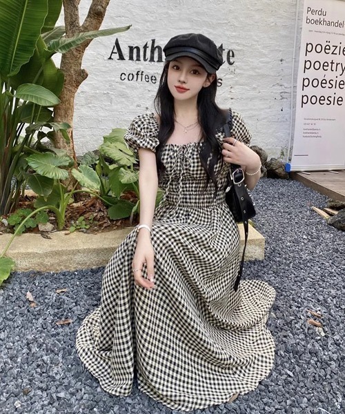 Ressaca(レサーカ)の「ギンガムチェックロングワンピース(ワンピース・レディース・ブラック・S/M)」の9枚目の写真