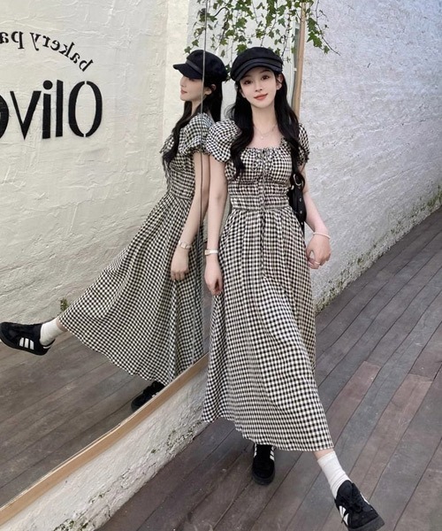 Ressaca(レサーカ)の「ギンガムチェックロングワンピース(ワンピース・レディース・ブラック・S/M)」の7枚目の写真
