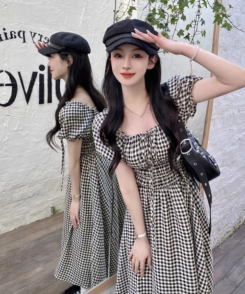 Ressaca(レサーカ)の「ギンガムチェックロングワンピース(ワンピース・レディース・ブラック・S/M)」の14枚目の写真