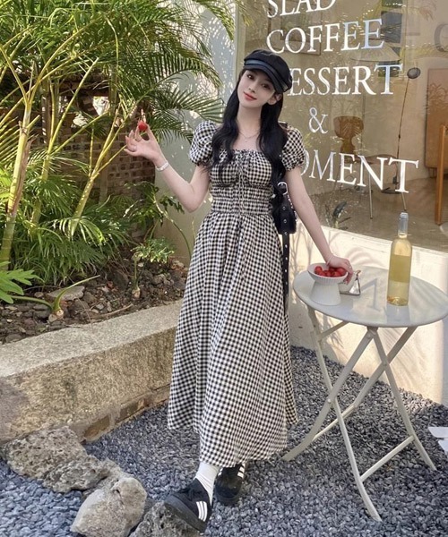 Ressaca(レサーカ)の「ギンガムチェックロングワンピース(ワンピース・レディース・ブラック・S/M)」の5枚目の写真